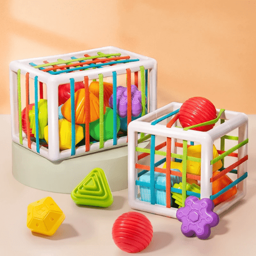 Bloco de formas colorido Montessori© para desenvolvimento sensorial infantil - Confirma shop