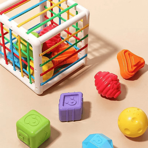 Bloco de formas colorido Montessori© para desenvolvimento sensorial infantil - Confirma shop