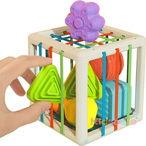 Bloco de formas colorido Montessori© para desenvolvimento sensorial infantil - Confirma shop