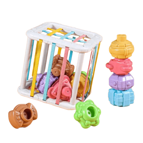 Bloco de formas colorido Montessori© para desenvolvimento sensorial infantil - Confirma shop